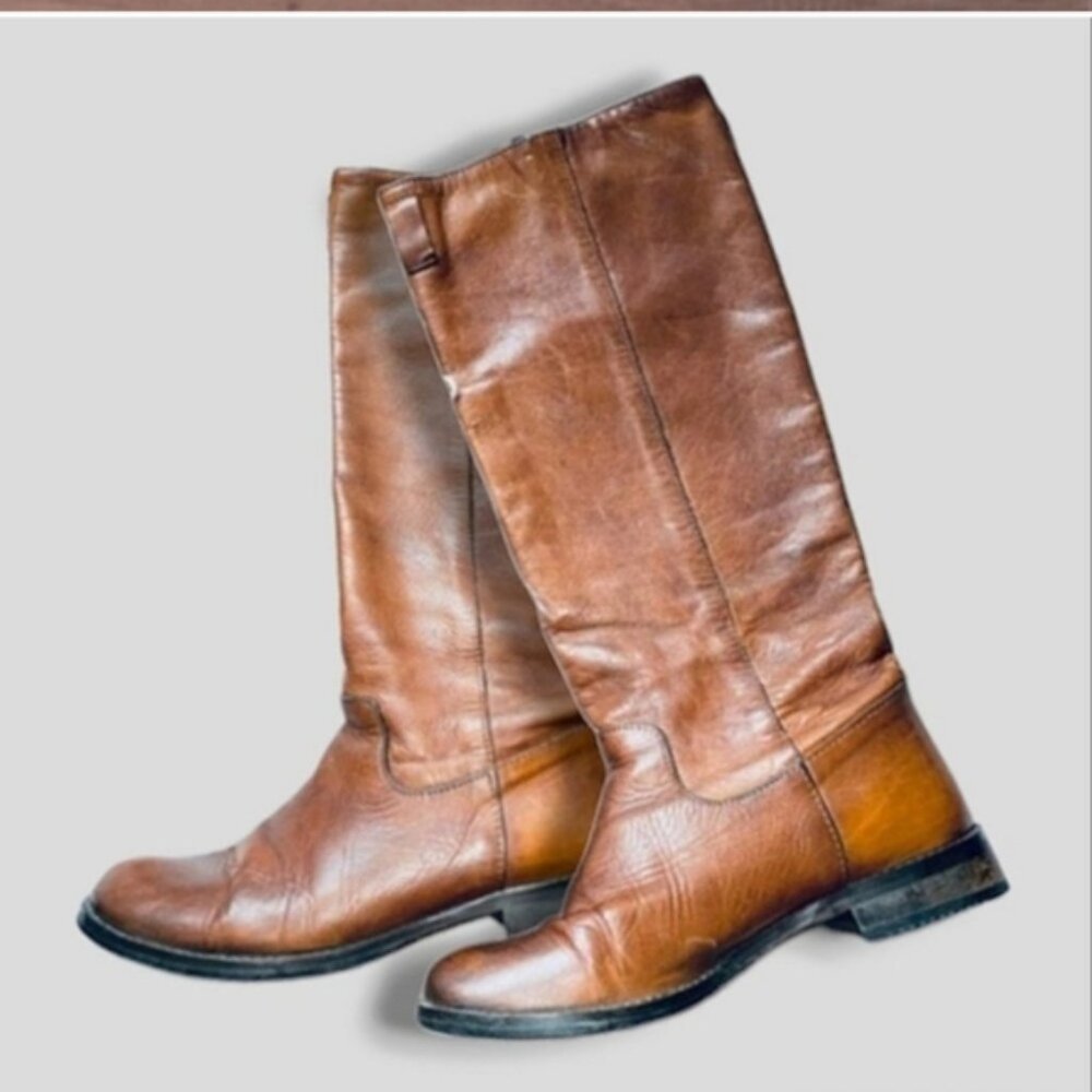Italian Belted Genuine Leather Brown Riding Boot- Size Euro 37 - Picture 8 of 16